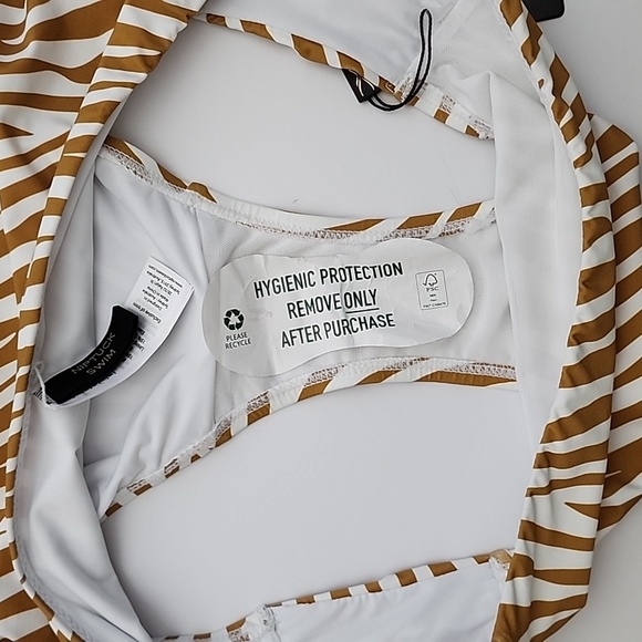 Niptuck Swim Natural Tan Zebra Print Bikini Bottom Gathered Hip Detail Sz 12 - Picture 7 of 14
